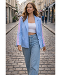 Veste blazer 2 bandes bleu