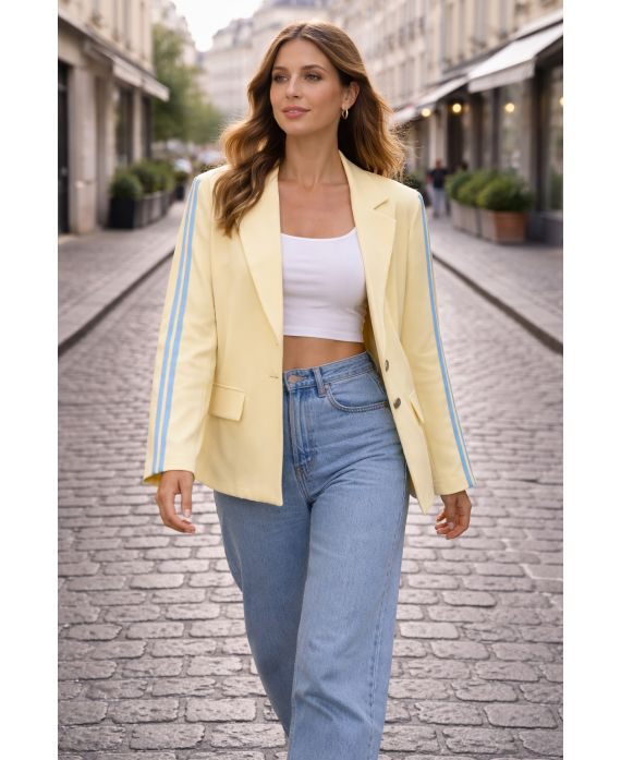 Veste blazer 2 bandes jaune