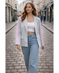 Veste blazer 2 bandes gris clair
