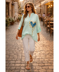 Chemise coton cœur vert