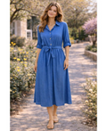 Robe longue tencel bleu clair