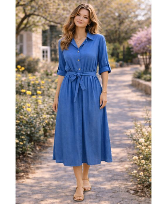 Robe longue tencel bleu clair