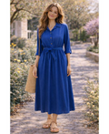 Robe longue tencel bleu foncé