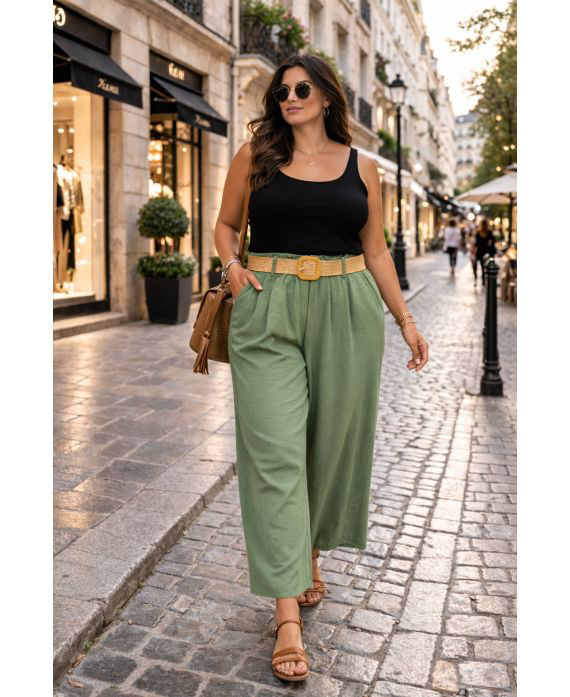 Pantalon 2 poches ceinture kaki