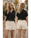 Jupe short ceinture beige