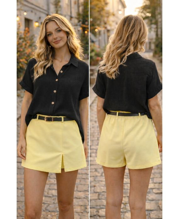 Jupe short ceinture jaune