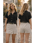 Jupe short ceinture taupe