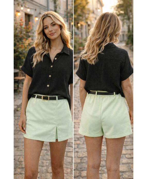 Jupe short ceinture vert pastel