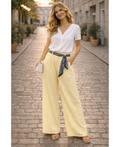 Pantalon ceinture foulard jaune
