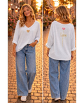 Pull léger double impression blanc