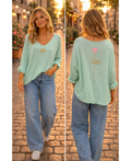Pull léger double impression vert pastel