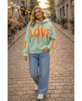 Sweat capuche love vert