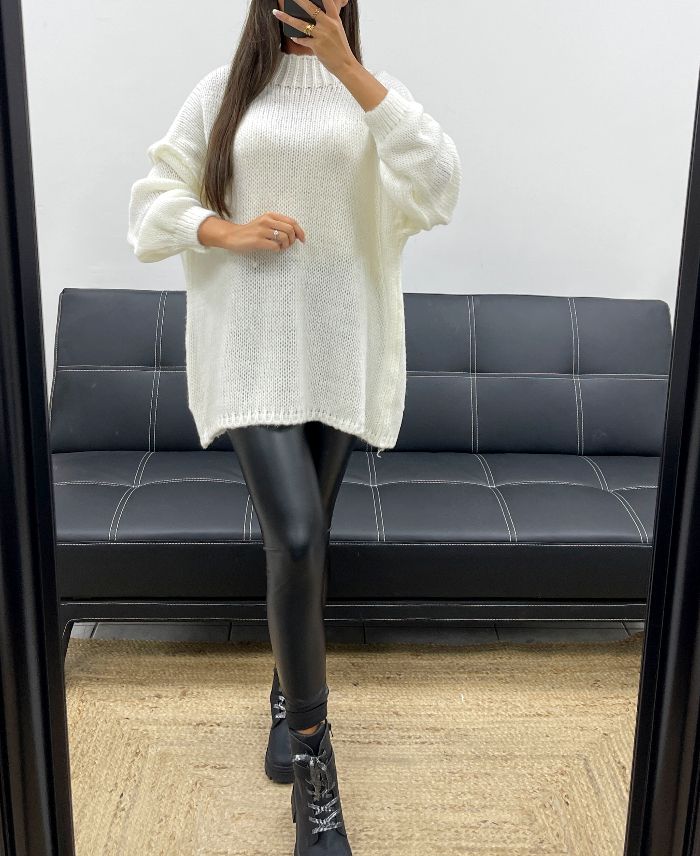 Pullover oversize doux blanc