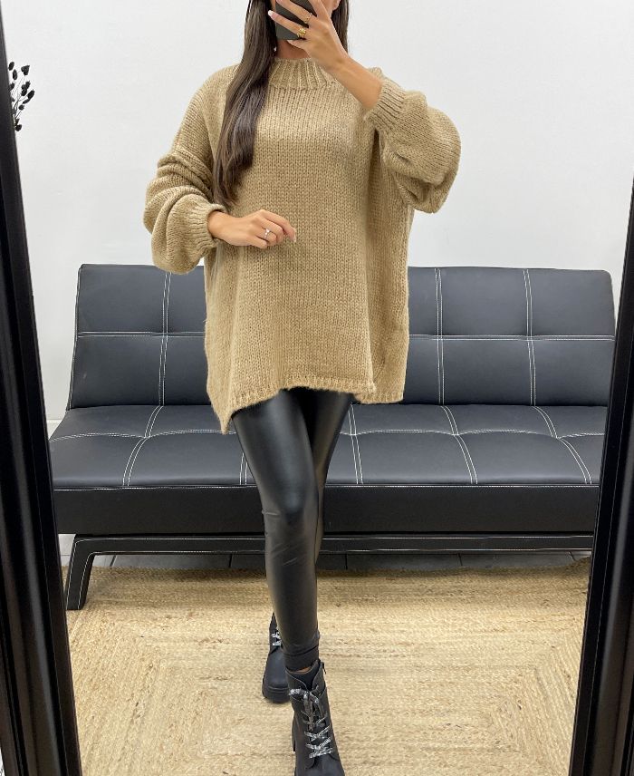 Pullover oversize doux camel