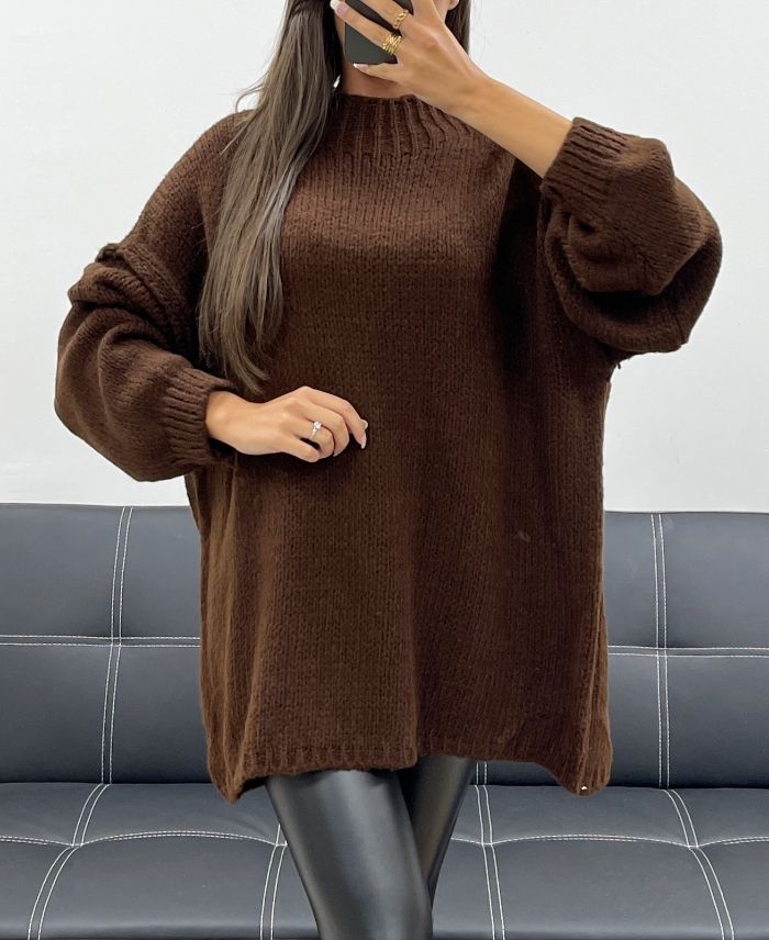 Pullover oversize doux chocolat
