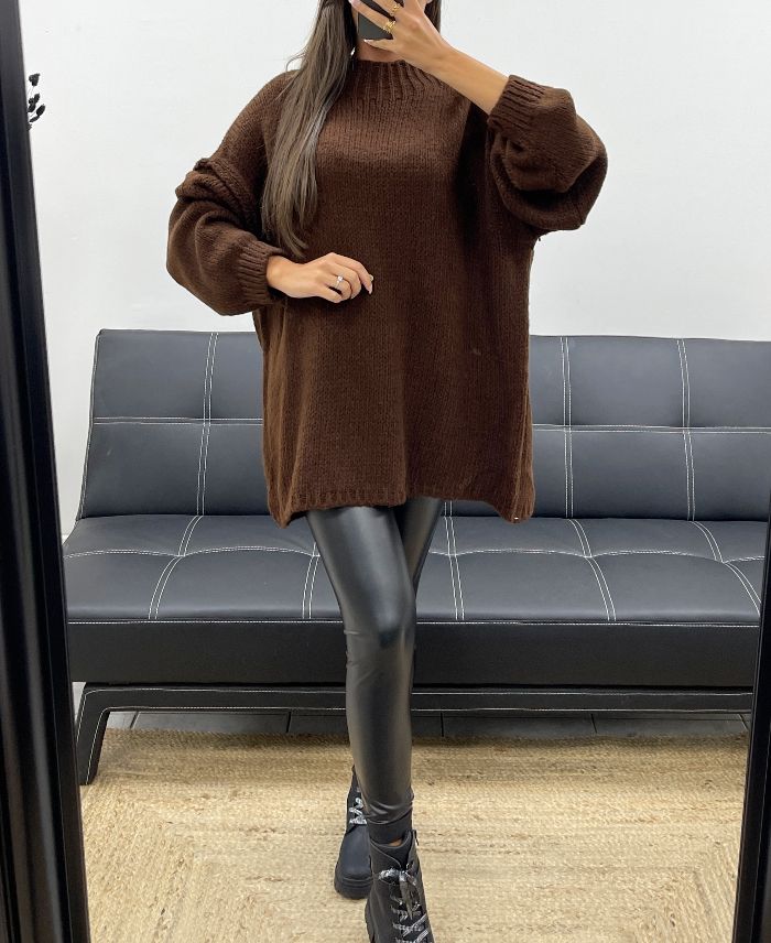 Pullover oversize doux chocolat