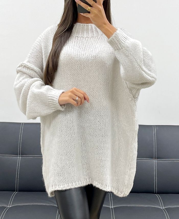 Pullover oversize doux écru