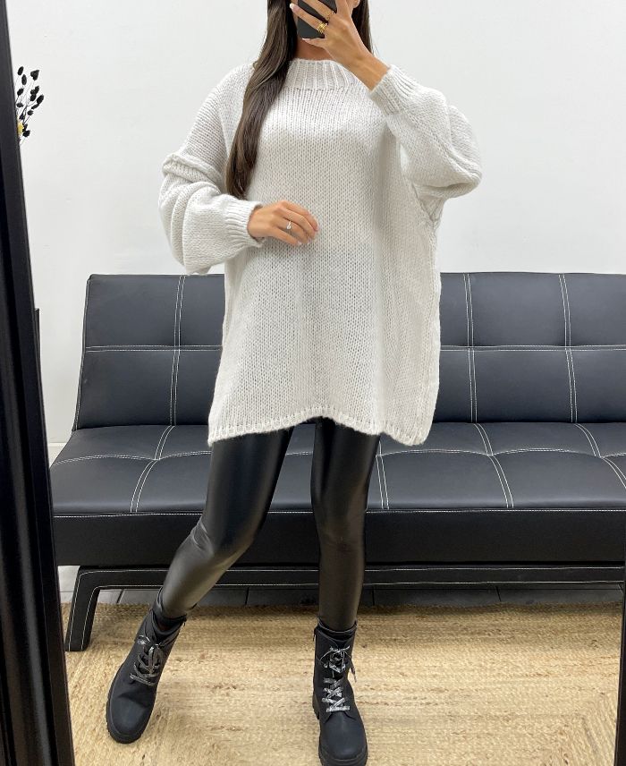 Pullover oversize doux écru