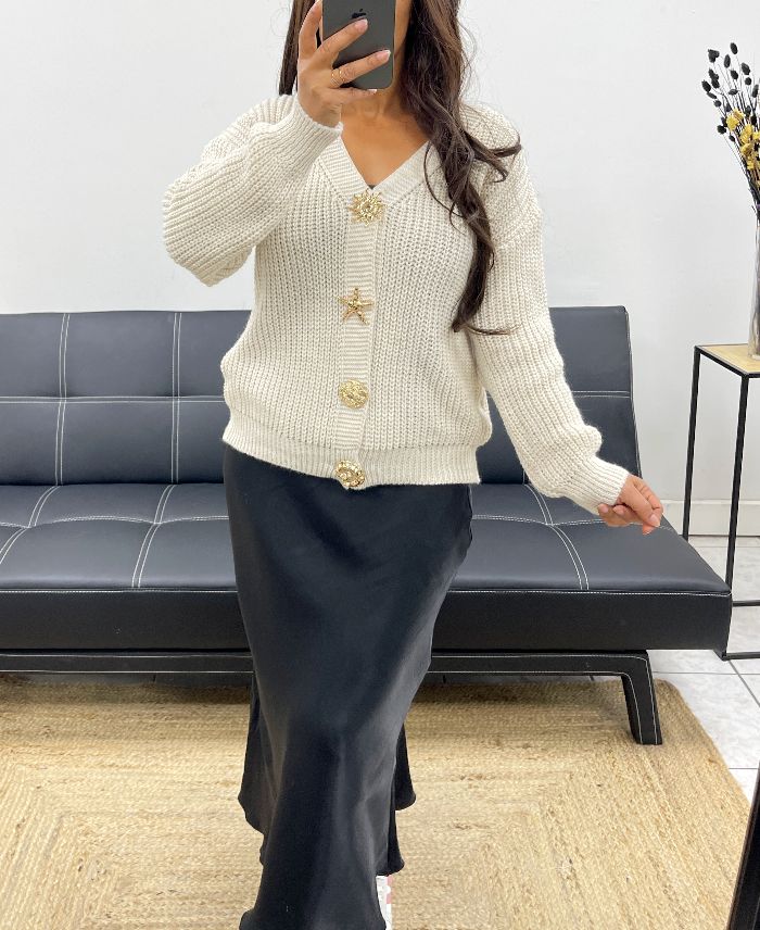 Gilet à boutons fantaisies beige