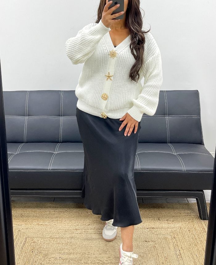 Gilet à boutons fantaisies blanc