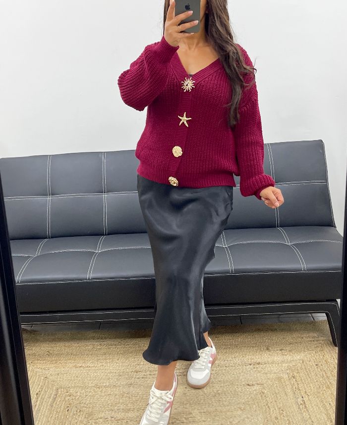 Gilet à boutons fantaisies burgundy