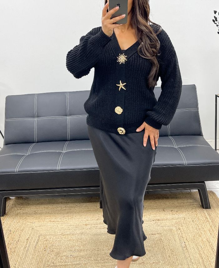 Gilet à boutons fantaisies noir