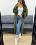 Gilet long maille 2 poches kaki