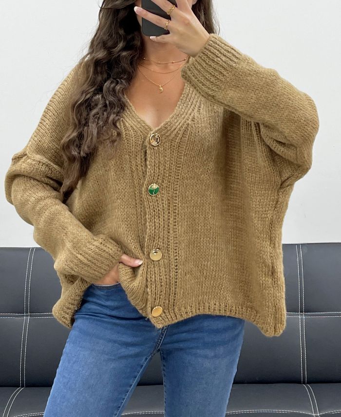 Gilet pull oversize doux camel
