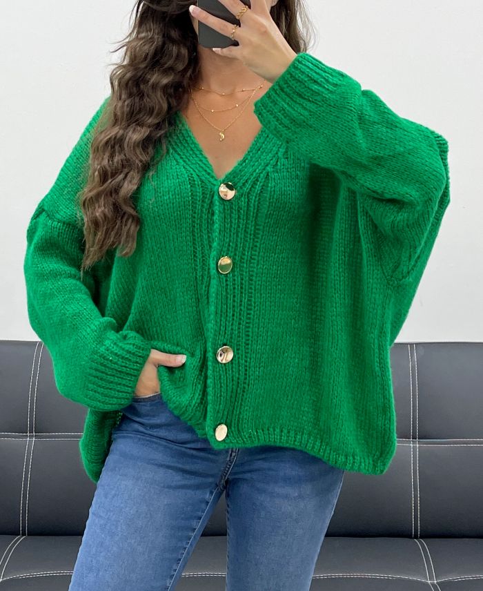 Gilet pull oversize doux vert