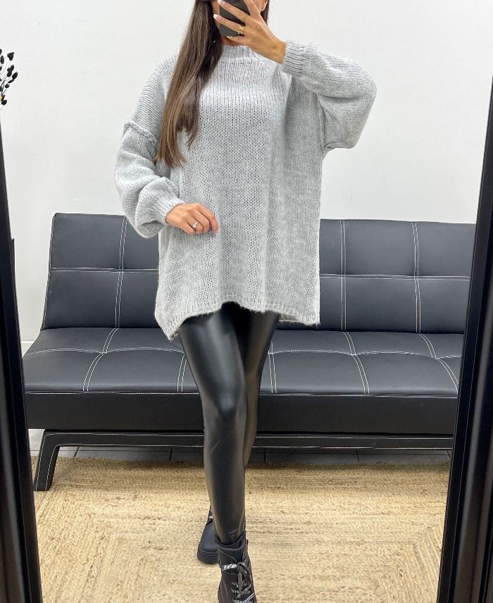 Pullover oversize doux gris clair