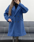 Manteau 2 poches intérieur léopard bleu