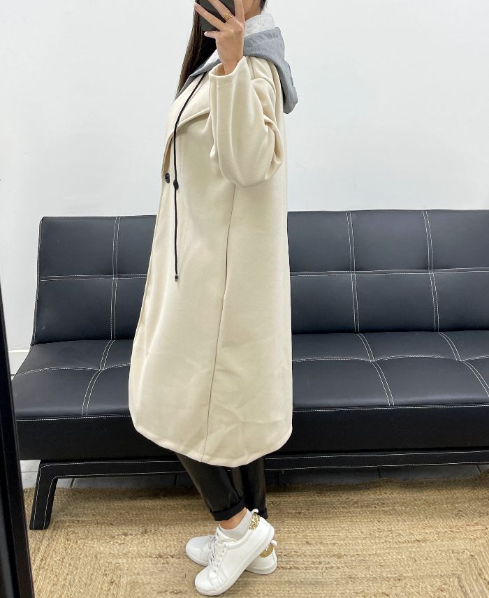 Manteau à capuche effet 2 en 1 beige