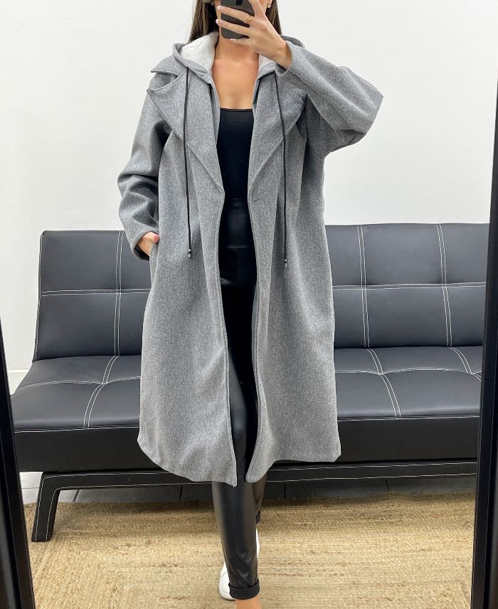 Manteau à capuche effet 2 en 1 gris