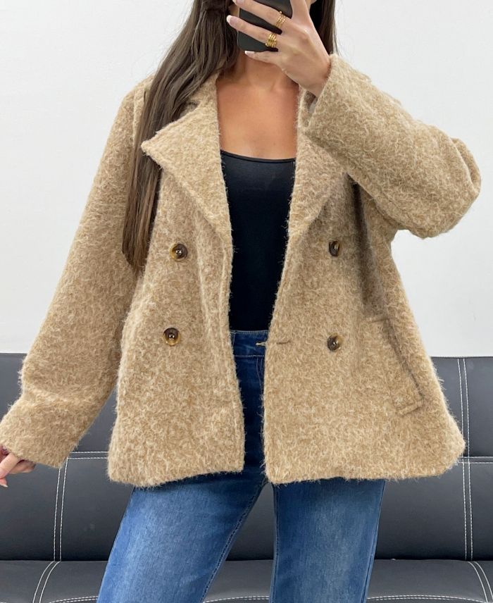 Manteau avec doublure 2 poches camel