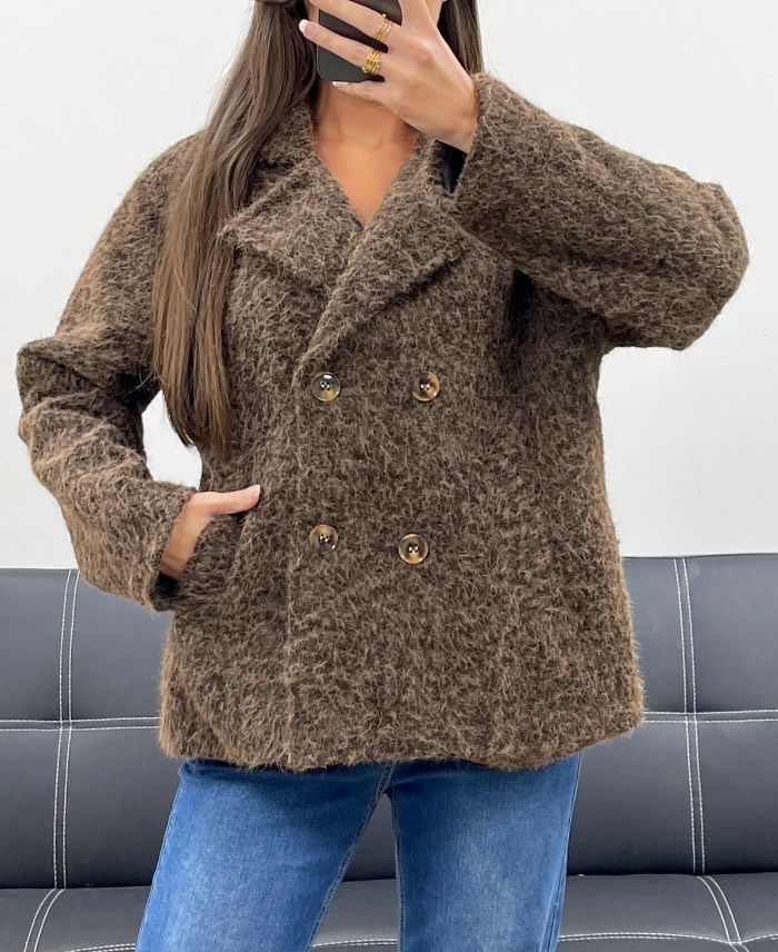 Manteau avec doublure 2 poches chocolat
