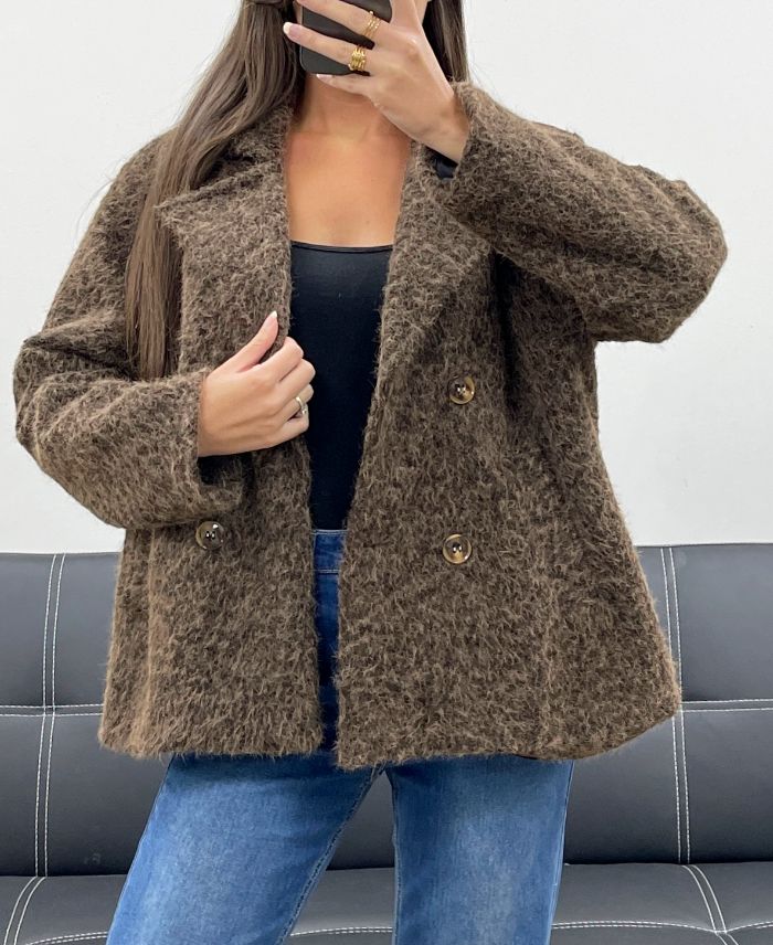 Manteau avec doublure 2 poches chocolat