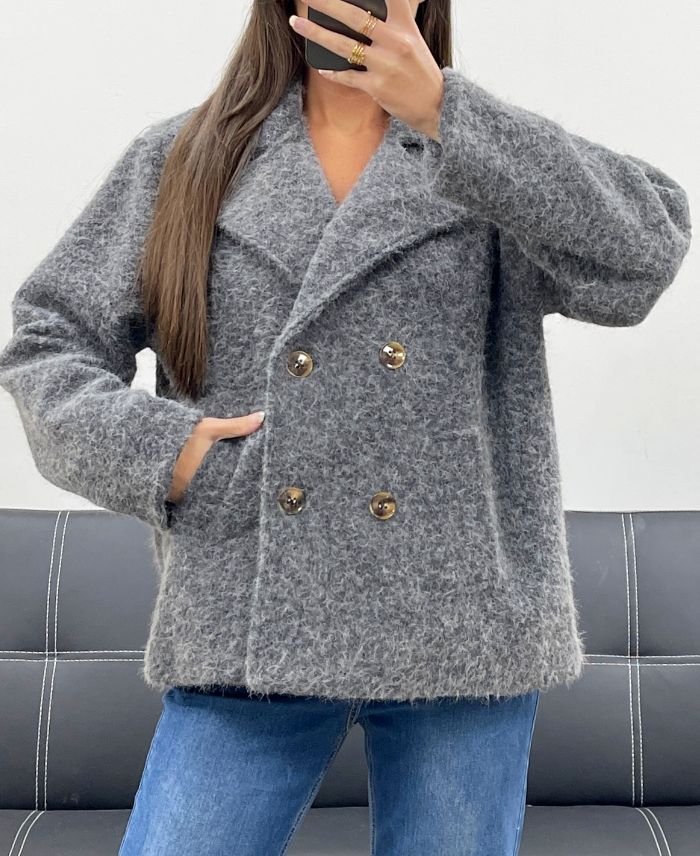 Manteau avec doublure 2 poches gris