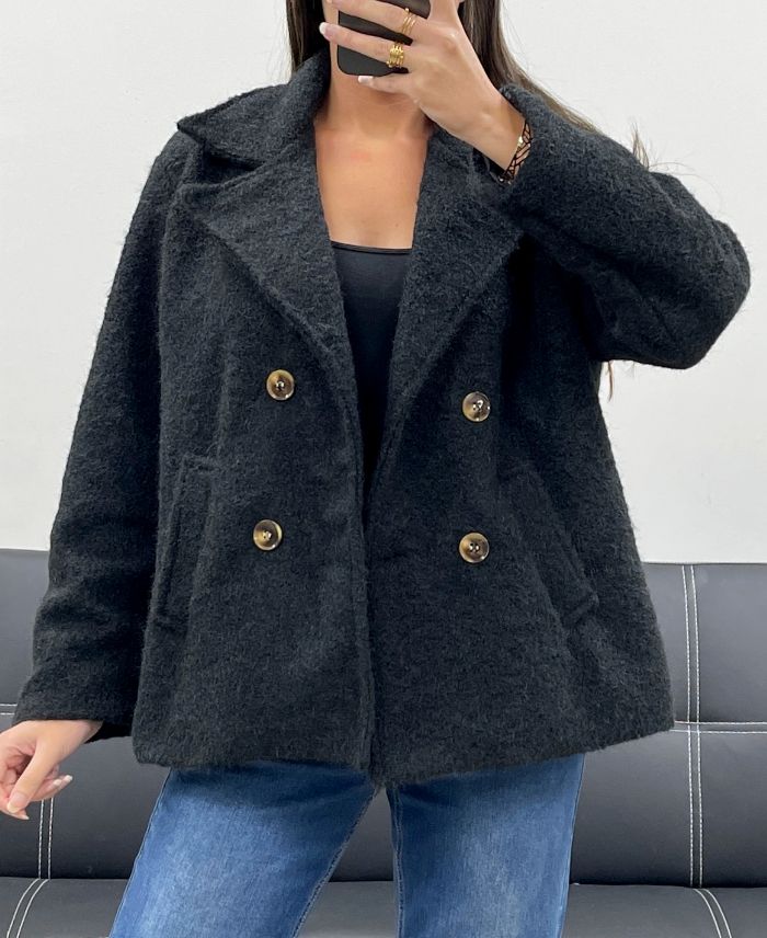Manteau avec doublure 2 poches noir