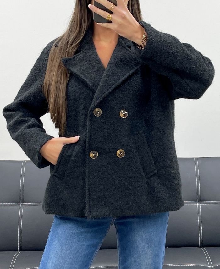 Manteau avec doublure 2 poches noir