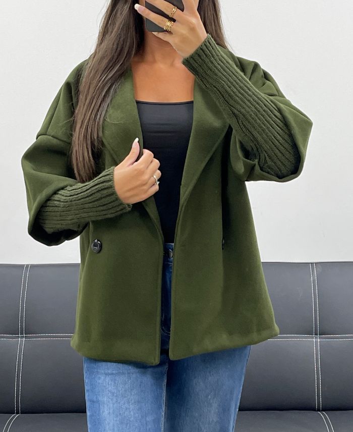 Manteau effet 2 en 1 kaki