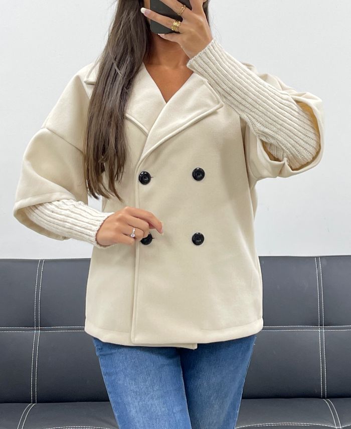 Manteau effet 2 en 1 beige