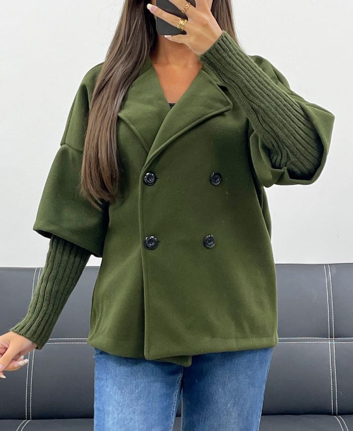 Manteau effet 2 en 1 kaki