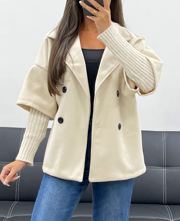 Manteau effet 2 en 1 beige