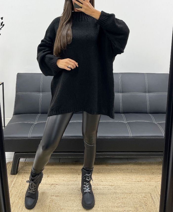Pullover oversize doux noir