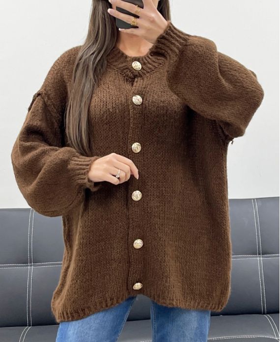 Gilet pull oversize doux chocolat