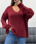Pull oversize cocooning burgundy