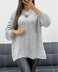 Gilet pull oversize doux gris
